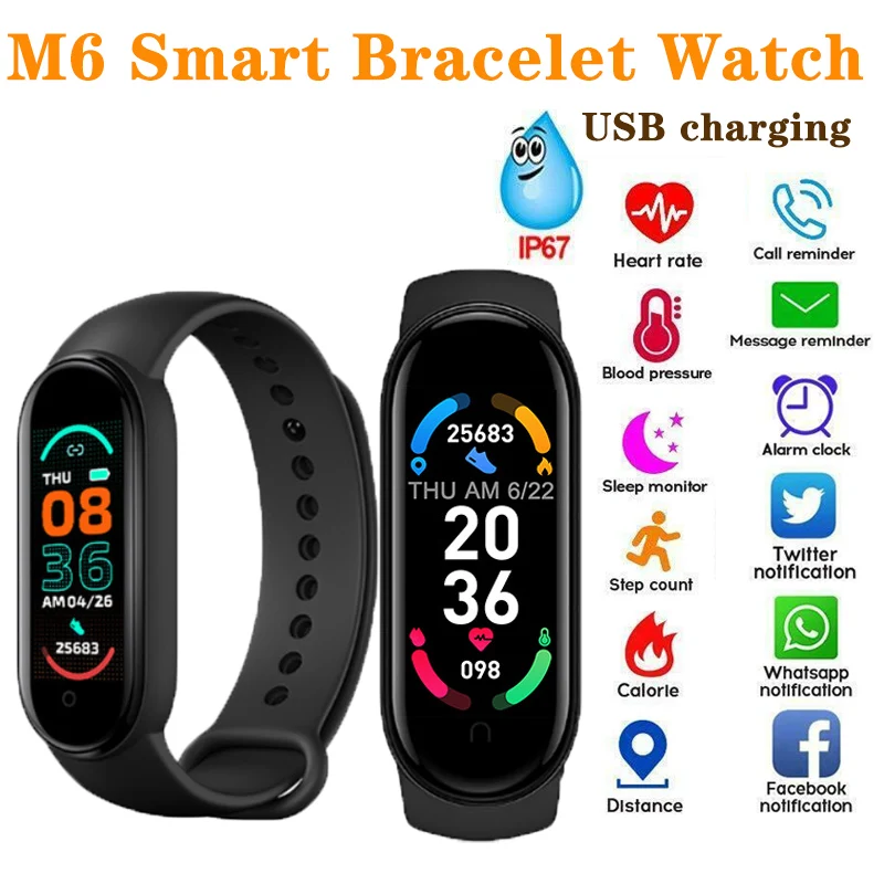Смарт-браслет M6 с пульсометром и тонометром фитнес-трекер смарт-браслет для IPhone