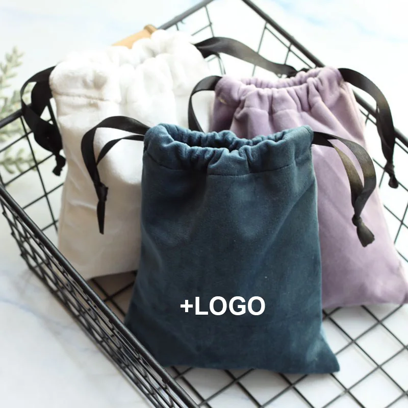 

Custom Logo Jewelry Pouch Silk Velvet Drawstring Bag Lipstick Cosmetic Tools Beads Packaging Bag 10X13cm 50pcs/lot