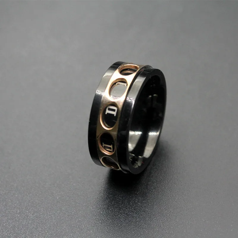 Черное вращающееся титановое кольцо 9 мм для мужчин и женщин римские цифры