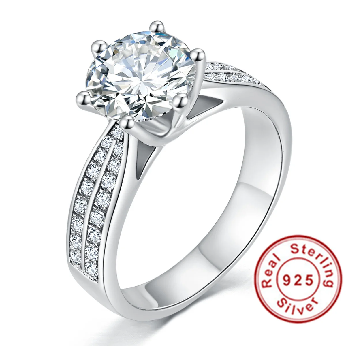 

Real 1 Carat And 2 Carat D Color Christmas Gift Moissanite Rings For Women Top Quality 18K White Gold Color 100% 925 Sterling Si