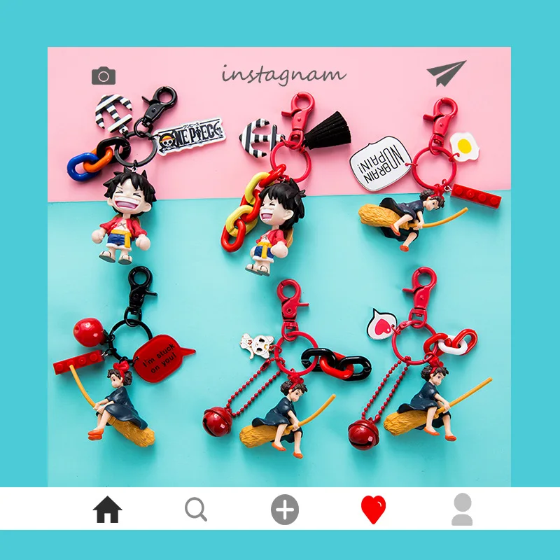 

New style Hayao Miyazaki Kiki's Delivery Service Kiki Figure Keychain Japanese Cartoon Key Chain for Women Men Car Keyring Hot