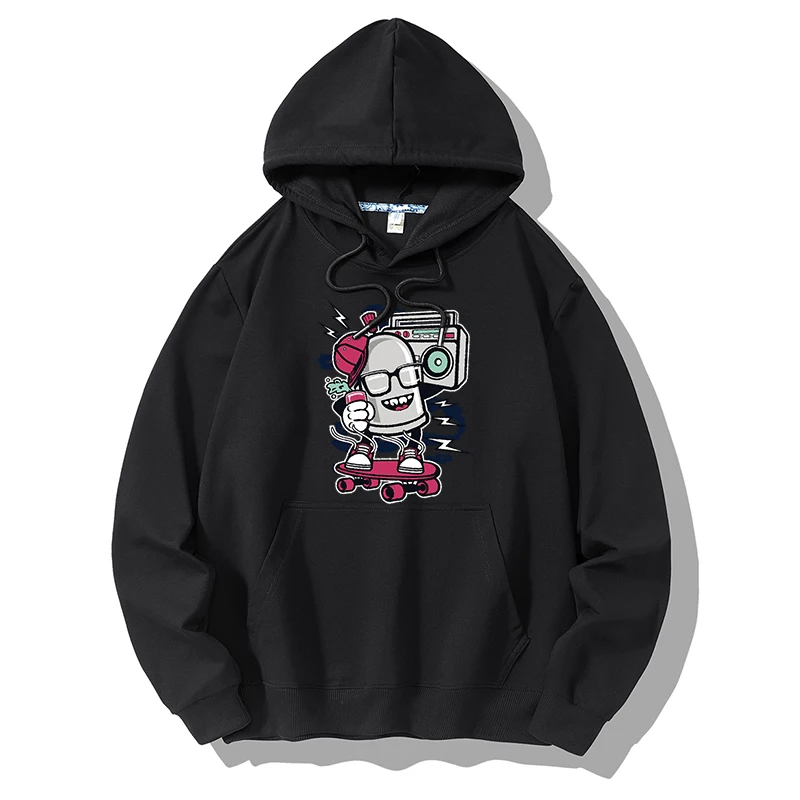 

Мужской свитшот с капюшоном и принтом, в стиле хип-хоп