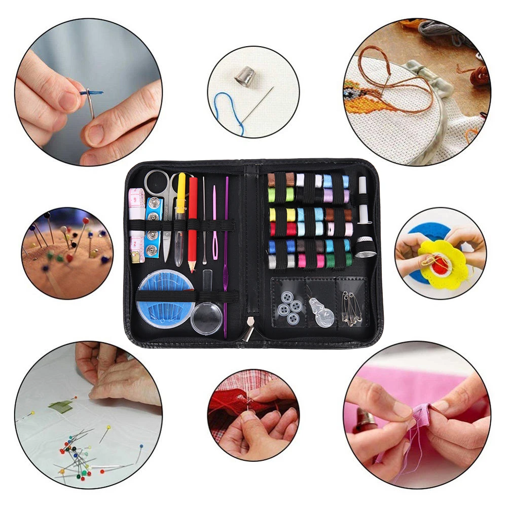 52Pcs/Set Portable Travel Sewing Box Kitting Needles Tools Quilting Thread Stitching Embroidery Craft Kits Home Organizer |