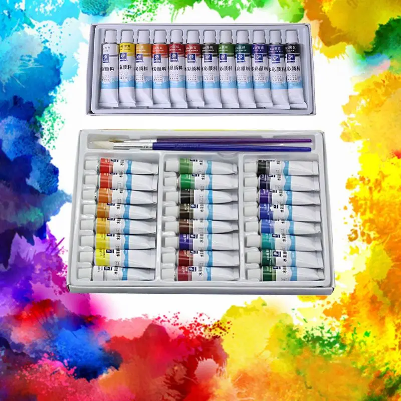 

12ml 12/24 Colors Professional Paint Tubes Drawing Painting Watercolor Pigment Set Artist Art Supplies