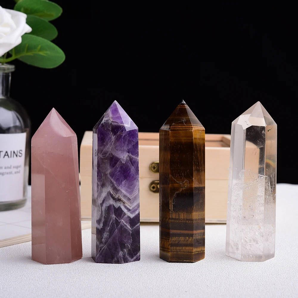 Палочки Runyangshi 4 шт./компл. лечебные хрустальные с 6 гранями камень Reiki граненые для