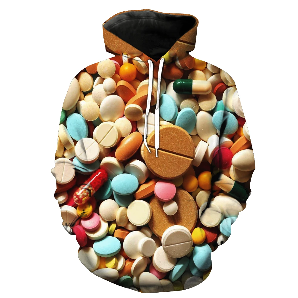 

2021 New Fashion Sweatshirt Men / Women 3d Hoodies Print Food Candy Delicious Slim Unisex Slim Stylish Hooded Hoodies