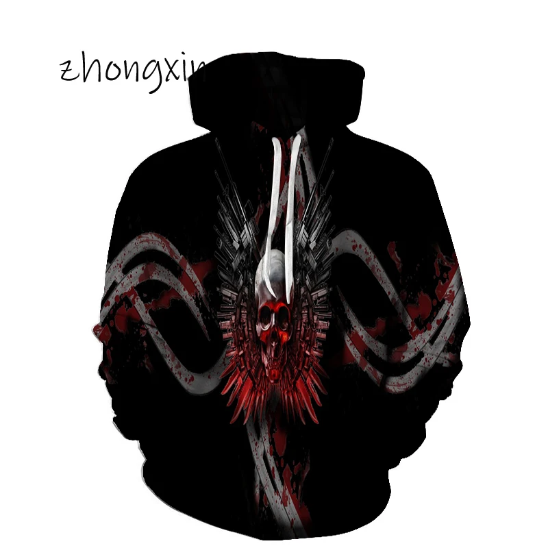 

2021 new spring and autumn men's sweater 3d printing funny skull streetwear Harajuku hedging hip-hop jacket men's sweater