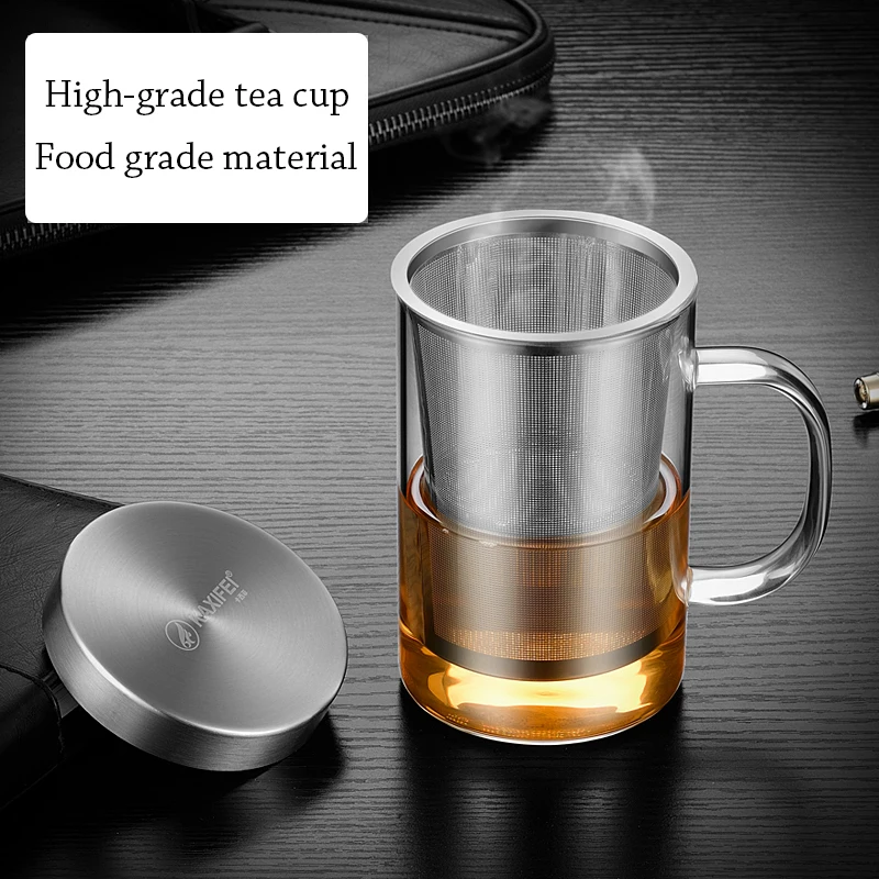 Curge Стекло Чай Кубок кружки с крышкой Чай Infuser стеклянный, с двойными стенками чашка для Кофе бутылка-термос для стакан для воды Стекло бутылка для воды
