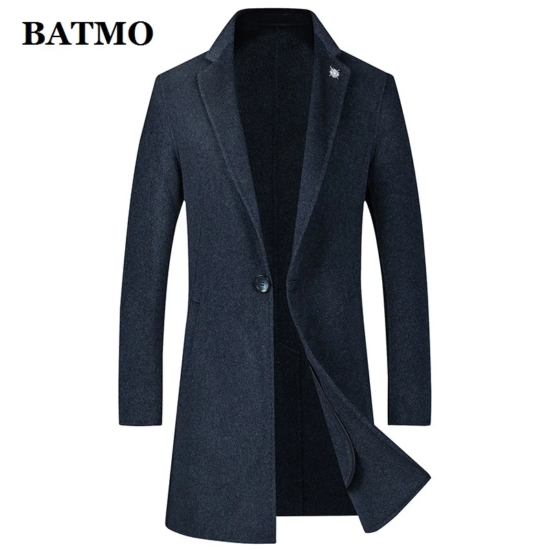 Мужское шерстяное пальто BATMO 70% мужские зимние длинные куртки Размеры M L XL XXL XXXL