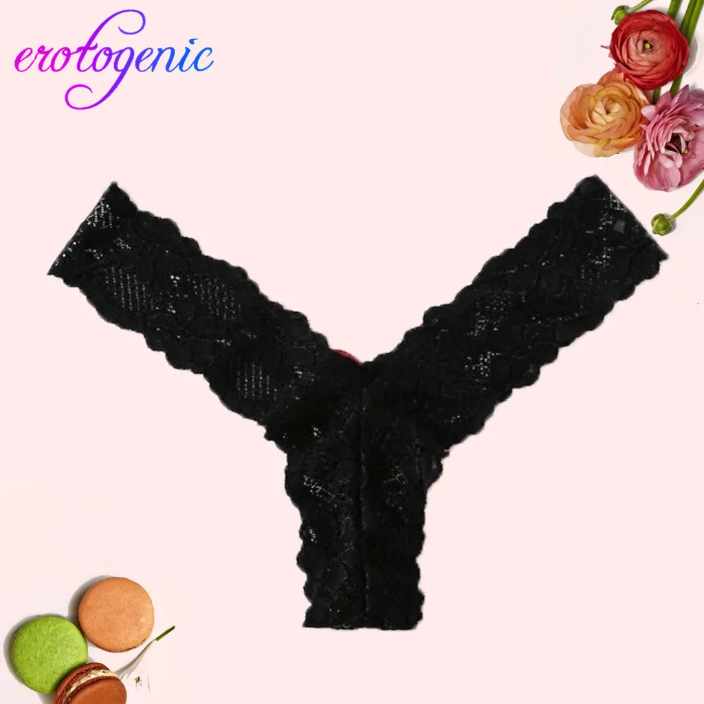 Женское нижнее белье с цветочным принтом Ropa Interior Femenina кружевное бантиком стринги
