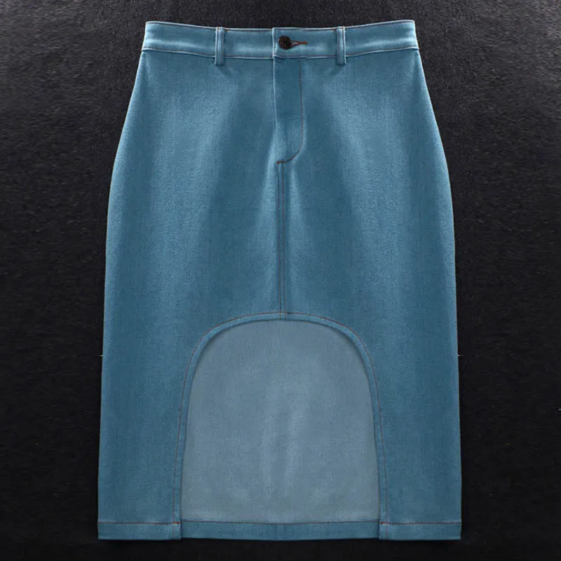 Женский джинсовый костюм со свитером розовая джинсовая мини-юбка с длинным