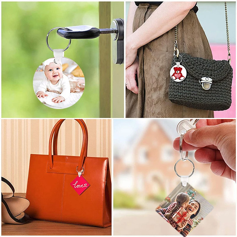 

30Pcs BLANK KEYCHAIN with Key Rings Sublimation Heat Transfer Keychains