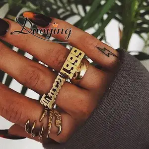 Duoying 1995 кольцо с номером и именем мужское кольцо на заказ циркониевое персонализированное кольцо из стерлингового серебра розовое золото с номером пользовательские подарки