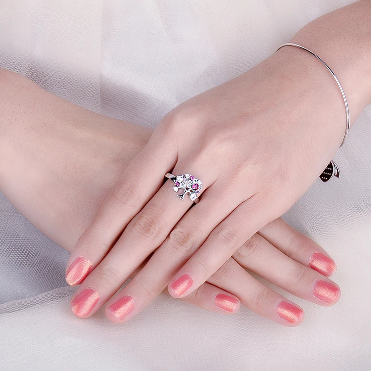 JewelryPalace с камнем, соответствующий месяцу рождения июлю создан красный рубин, цирконий Дерево жизни Обещание Кольца для женщин подарок кольцо из стерлингового серебра 925