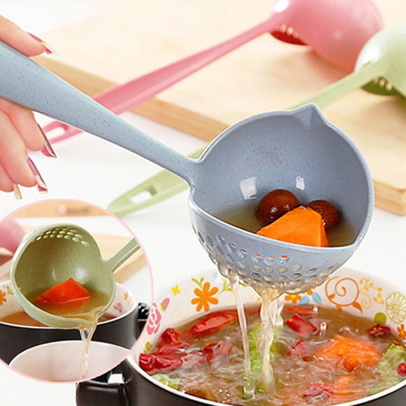2 в 1 столовая ложка с длинной ручкой кухонный фильтр однотонный дуршлаг кухонная