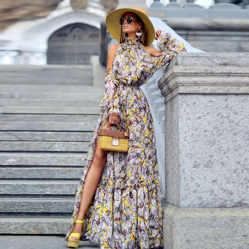 

Новинка 2019, женское платье в европейском и американском стиле, популярное платье с рукавом реглан и лямкой на шее