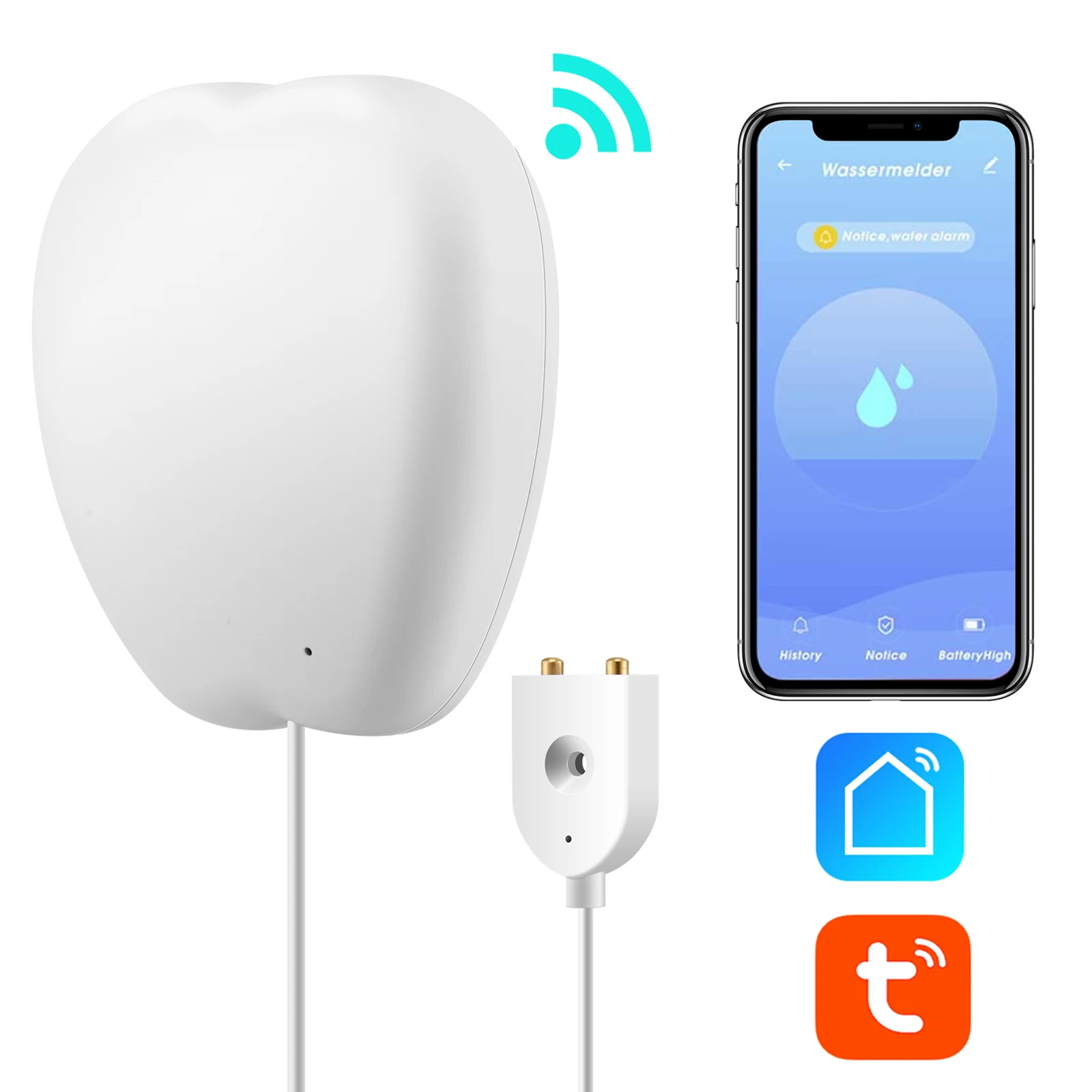 

Wi-Fi, утечки воды Сенсор Smart Flood детектор приложение Tuya Бесплатная удаленного мониторинга утечек 3,0 FT линии обнаружения садок для рыбы раковин...