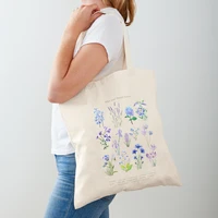 hot women shopper tote bag funny flower watercolor printed harajuku foldable shopping canvas tote bag womens shoulder handbag
