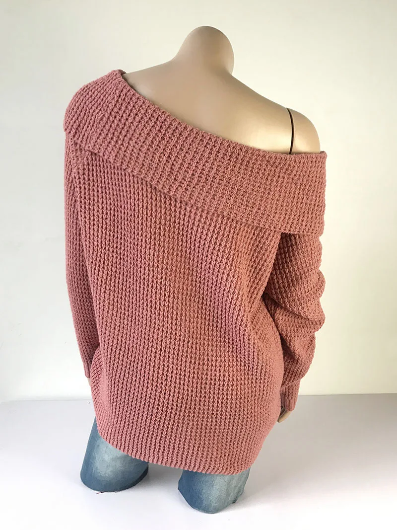 Fashion Women's Sweaters 2019 Women Pullover Sweater Knitted/ Loose/ Oversized Plus Size Off Shoulder | Женская одежда