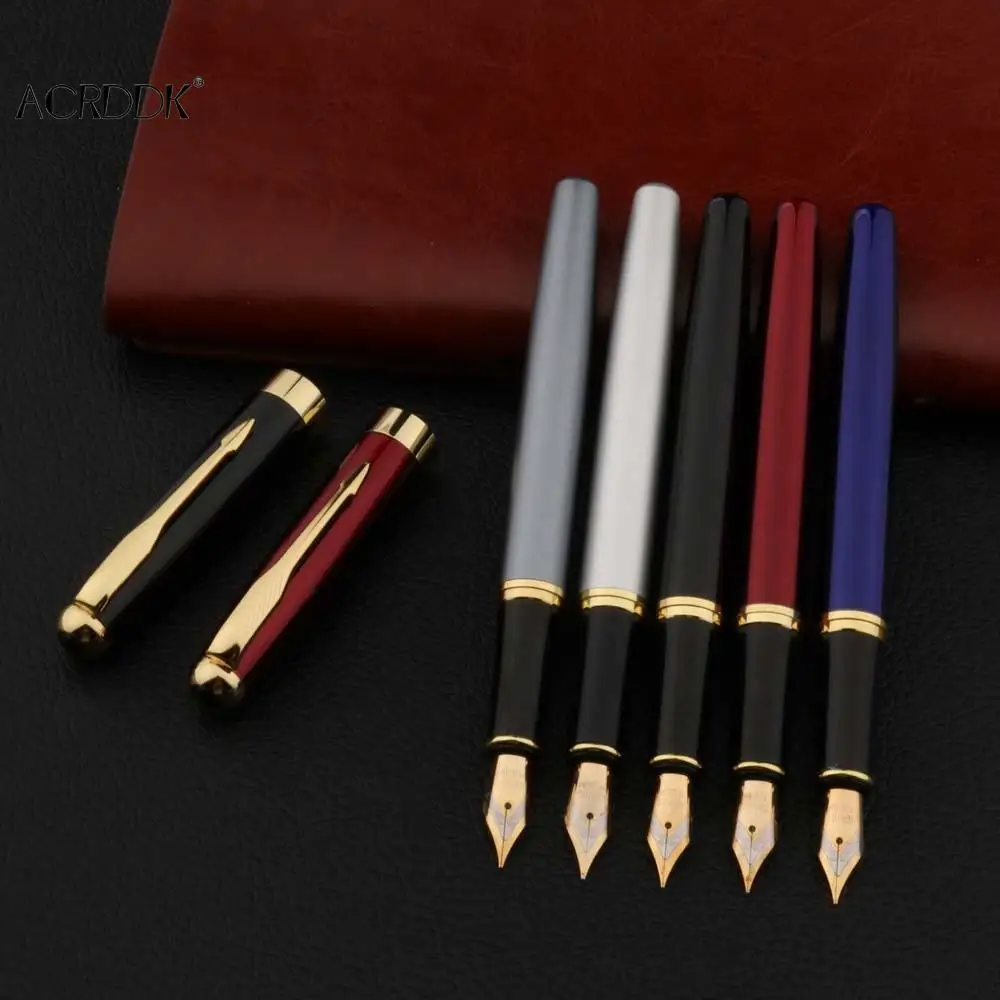 

Business Fountain Pen Gifts Metal Black Golden Student Fountain Pen Stationery Office School Supplies Pens Writing Tools DF