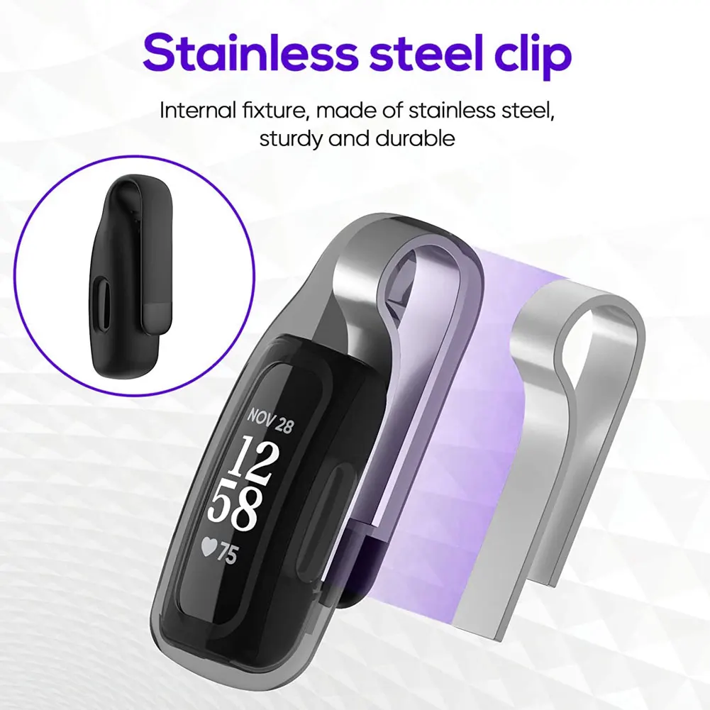 Silicon Case Cover For Fitbit Inspire-2 Replacement Smart Wristband Accessories Protective Case Cover Clasp Clip Holder