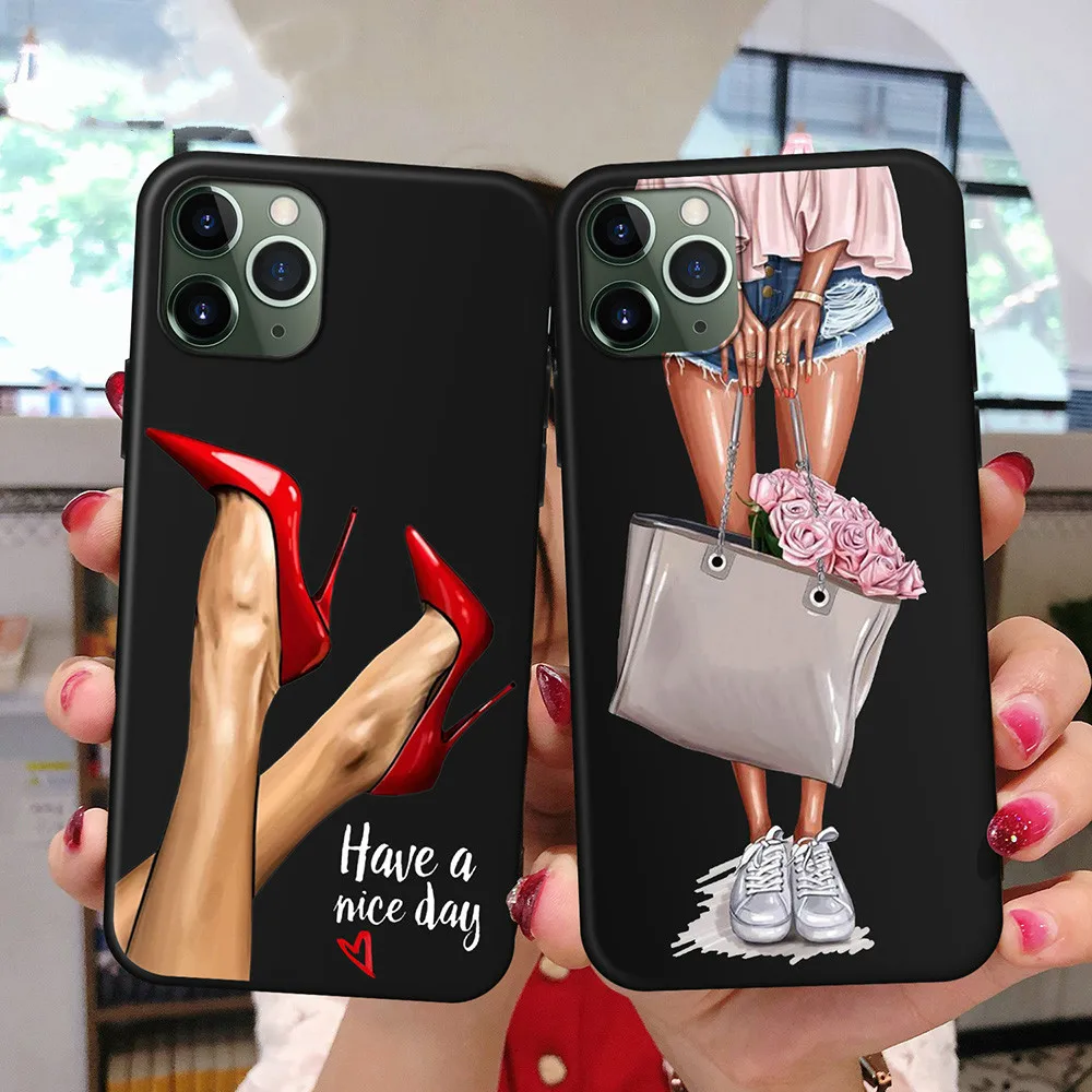 

for Black iPhone 11 Pro Case 5 5S 6 6S 7 8 Plus X XS Max Fashion Women for Cover iPhone 7 Case Soft TPU for iPhone XR Case