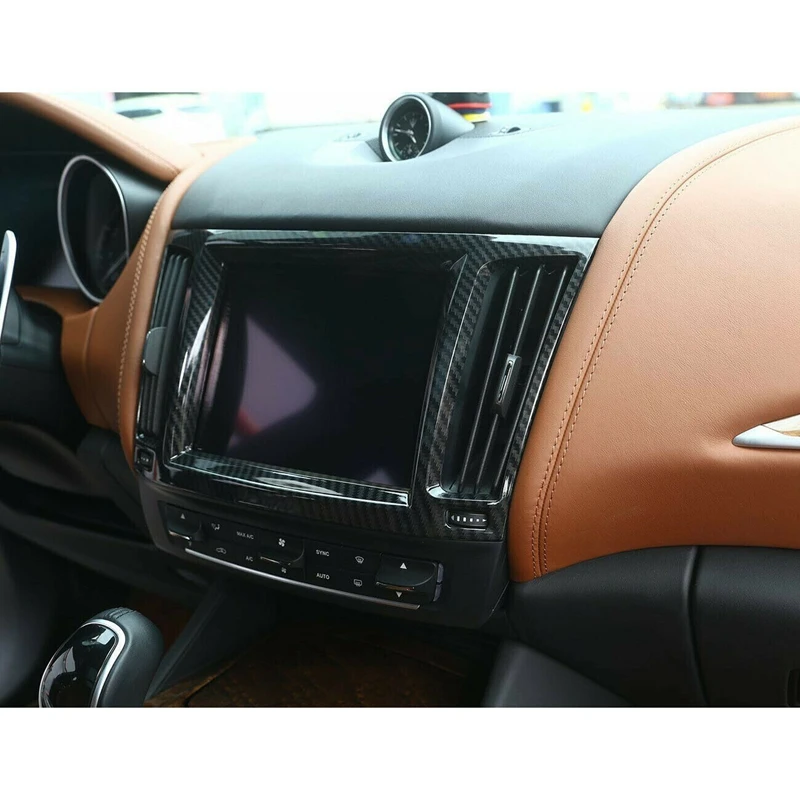 

for Maserati Levante 2016+2019 Car Accessories ABS Carbon Fiber Interior Navigation Box Frame Cover Trim 1 Pcs
