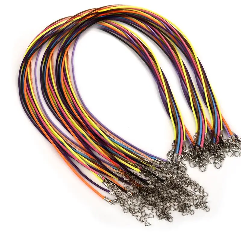

45/50 Pcs 1.5mm Jewelry Clasp Lobster Clasp Necklace Rope Wax Leather Cord Black Necklace Lanyard Pendant Cords