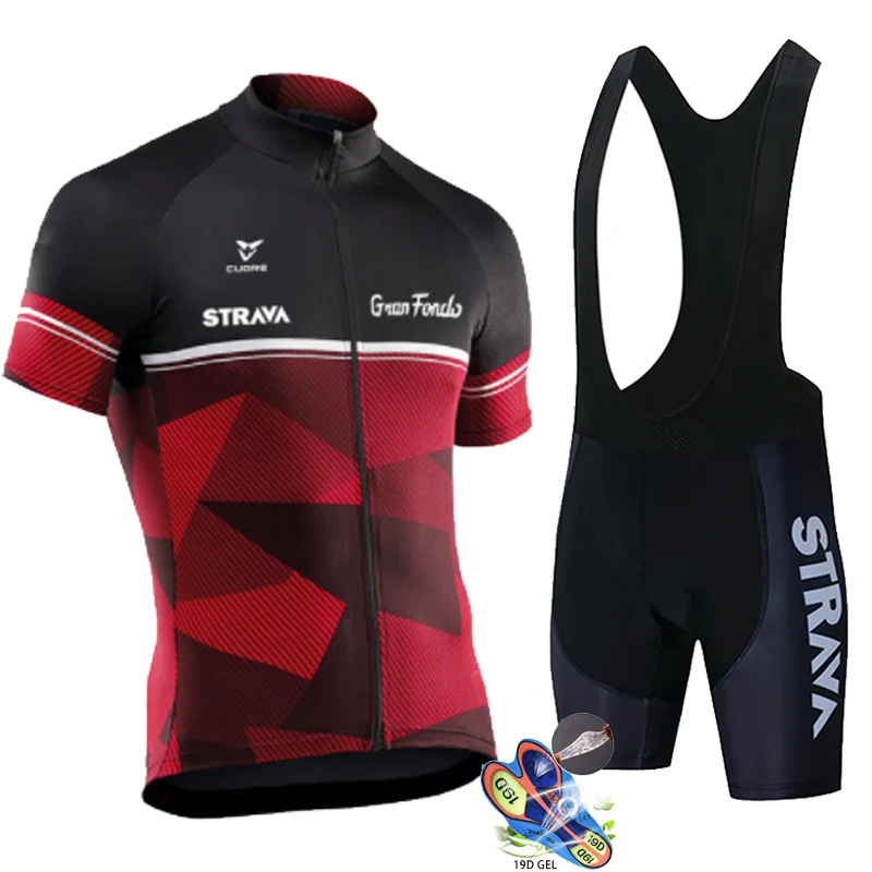

STRAVA Cycling jersey Set 2021 Men Summer Bicycle Short sleeve Clothing Maillot Ropa Ciclismo Hombre MTB Bike Clothes Sportswear
