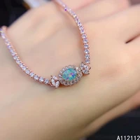 fine jewelry 925 sterling silver inset with natural gemstone womens luxury exquisite plant opal hand bracelet support detection