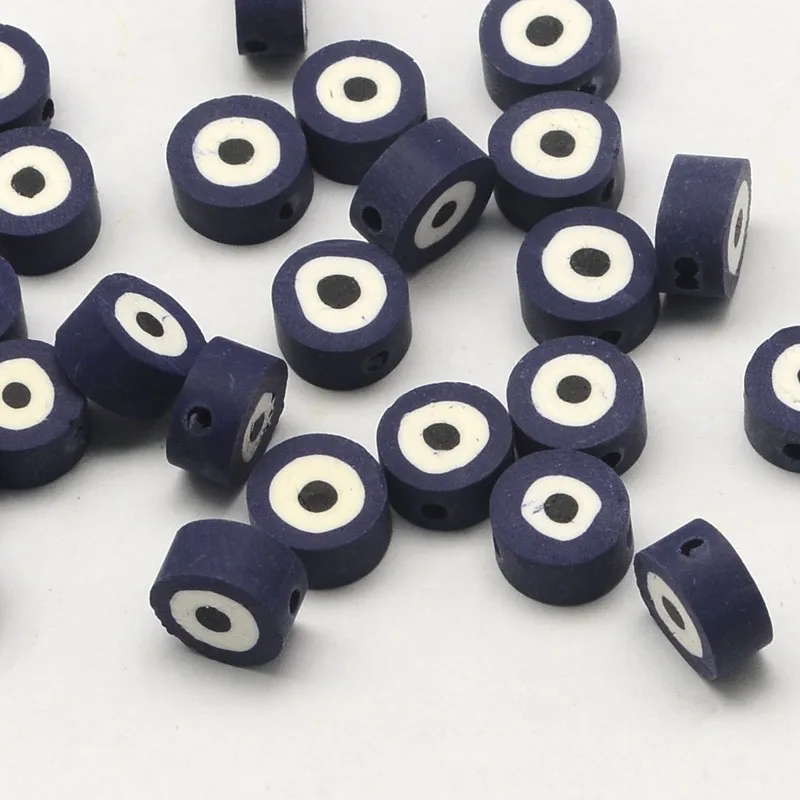 

20 шт., плоские круглые бусины MidnightBlue из полимерной глины, 10 Х5 мм, отверстие 2 мм