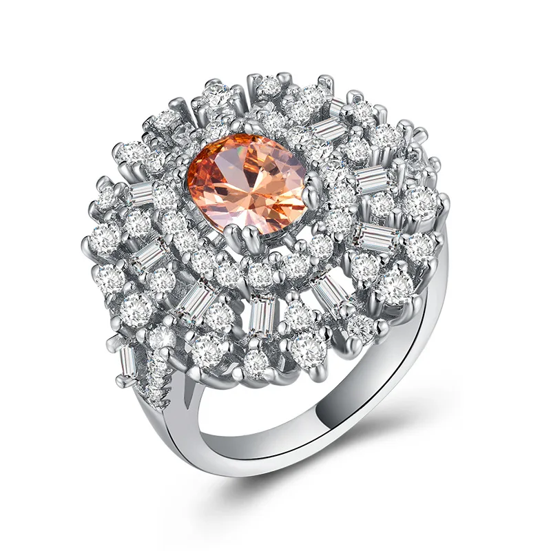 B1127 Bague Ringen женское 925 пробы Серебряное кольцо Wtih 10 мм Большой цитрин драгоценный камень серебряные ювелирные изделия для помолвки женские подарки Размер 6-10 - Цвет камня: B1127