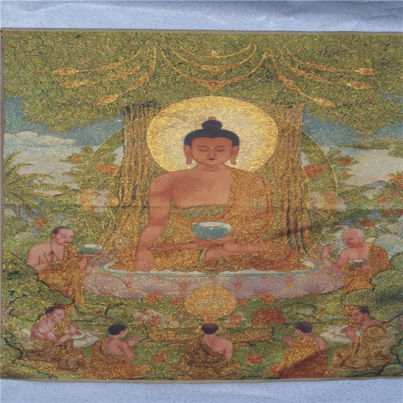 Тибетский уникальный Шелковый гобелен с вышивкой старый танка украшение для