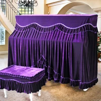 european piano cover full cover gold velvet fabric piano cover dust cover electric piano stool cover thick two piece set