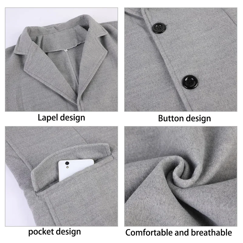 

Winter Men Coats Woolen Solid Long Sleeve Jackets 2020 Fleece Men Overcoats Streetwear Fashion Long Trench Outerwear 5XL