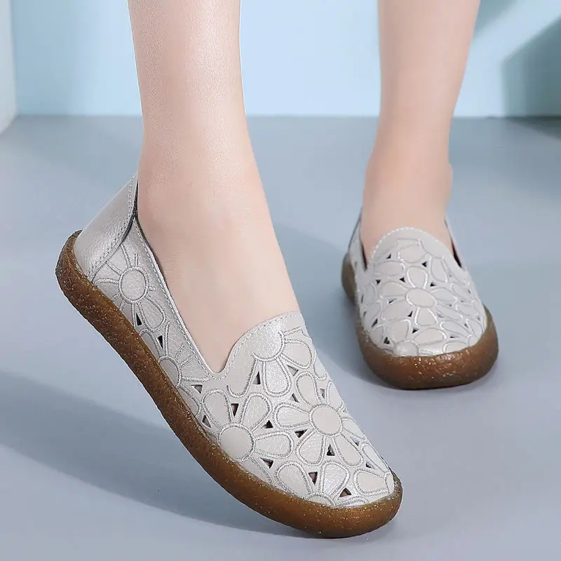 Женские лоферы на плоской подошве с ручной вышивкой повседневные туфли из