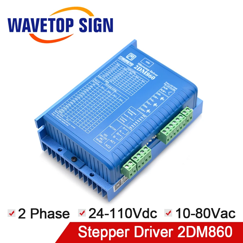 Цифровой Драйвер шагового двигателя 2 фазы 2DM860 10V-80VAC ток 2,1-8.4A используется для ЧПУ гравировальный станок с 86 двигателем