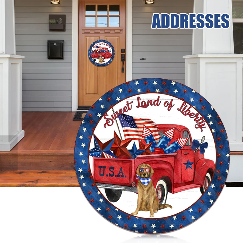 

Welcome Sign Wreath Handcrafted Patriotic Welcome Wreath Wooden Door Ornaments For Front Door Independence Day Tuin Decoratie