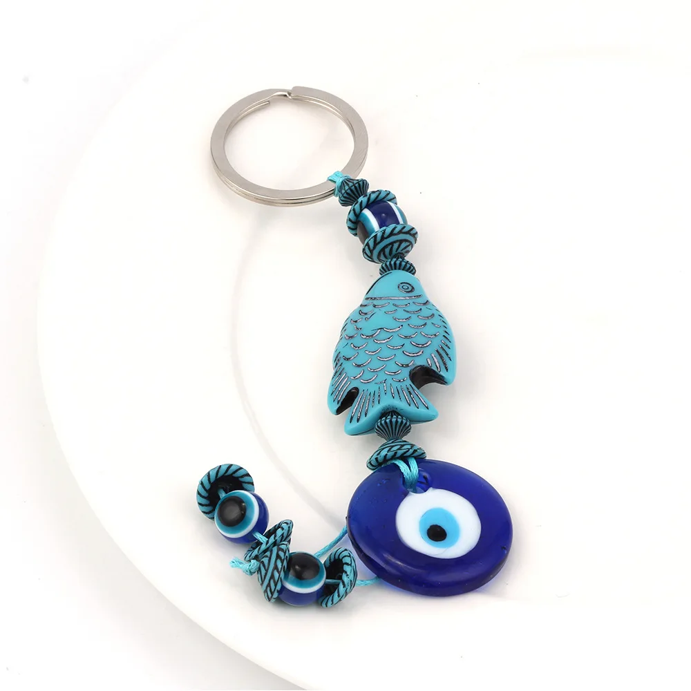 

turkey evil eye blue keychain style resin animal fish elephant butterfly evil eye blue beads with glass round eye key Wholesale