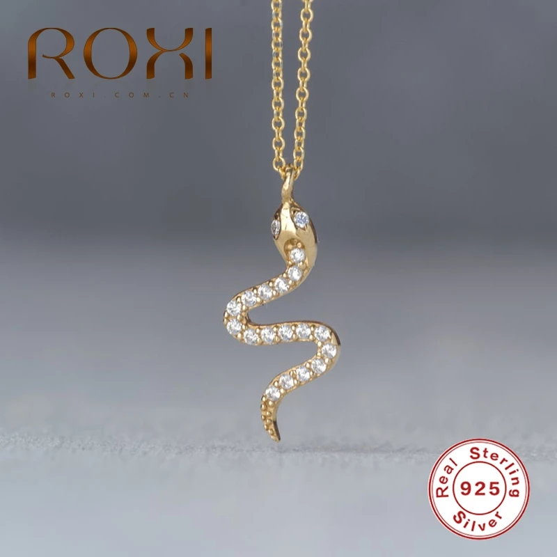 ROXI модное ожерелье с подвеской в виде змеи из золота 925 пробы серебряные ожерелья
