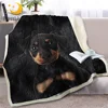 BlessLiving Black Dog Rottweiler Throw Blanket for Bed Soft Sherpa Fleece Blanket Animal Bedding 3D Puppy Plush Bedspreads 1