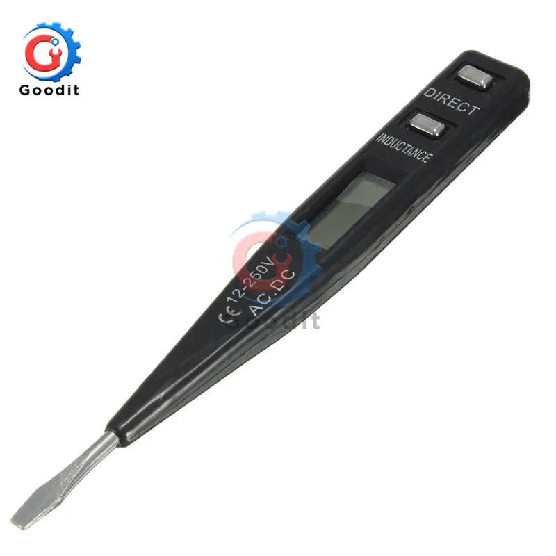Черный AC DC 12 V-250 V тестер напряжения Ручка lcd Цифровой AC/DC детектор напряжения непрерывность обнаружения напряжения Ручка детектор индукции датчик - Цвет: Черный