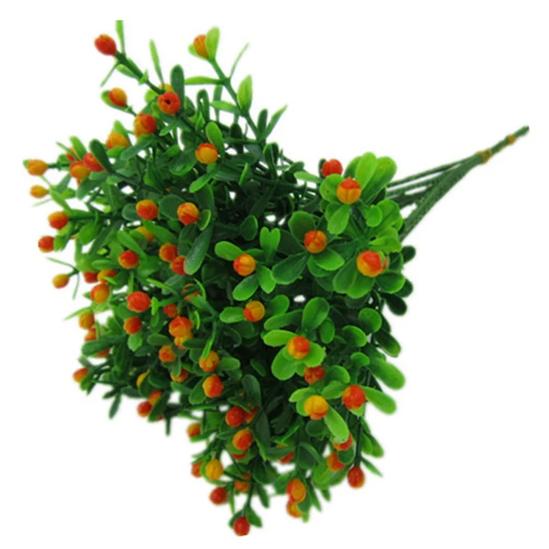 

Mini Artificial Flowers Green Plants Potted Decorative Milan Grain Plastic Flowers Home Room Decoration Fake Flower Wholesale