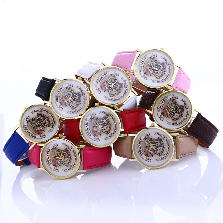 Гарри Поттер Хогвартс магические школьные часы значки кожаный ремешок для