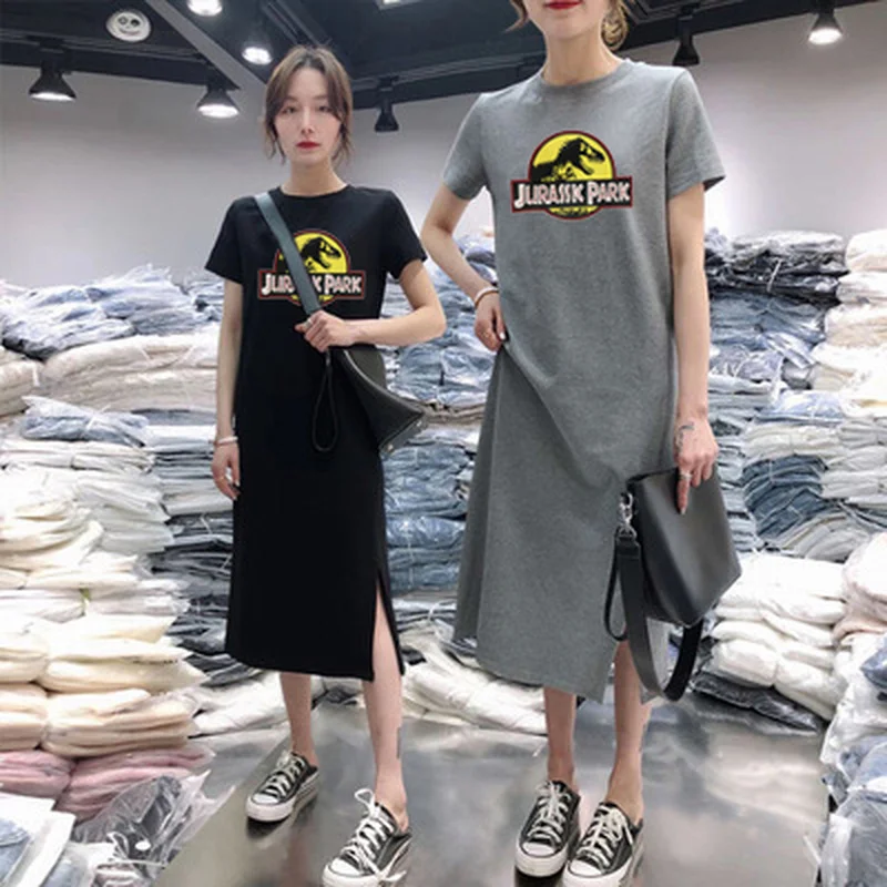 Женское платье Oneimirry с надписью Парк Юрского периода мультипликационным