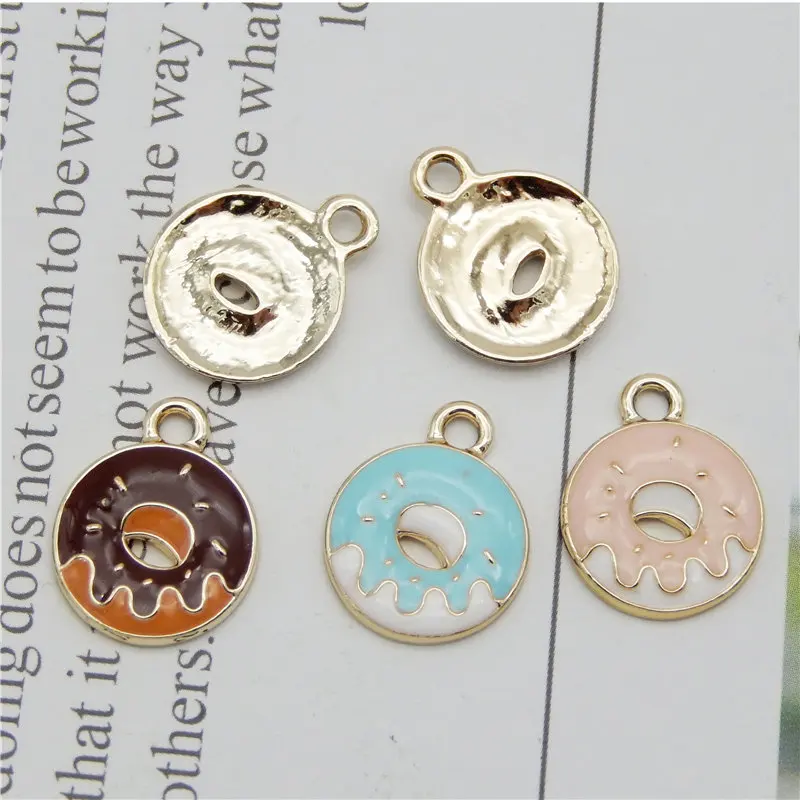 Джули Wang 6 шт. эмаль пончики подвески из цинкового сплава цинковый сплав Золото