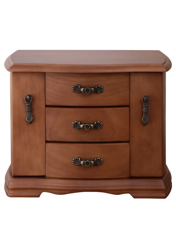 Solid Wood Earrings Jewelry Box Storage Necklace Display Stand Net Red Multi-layer Ring Collection Small Exquisite