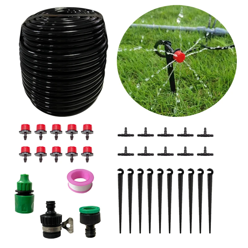 

Drip Irrigation Kit,Patio Plant Watering Kit Garden Agriculture Greenhouse Mist Cooling Irrigation System Automatic Micro Fl
