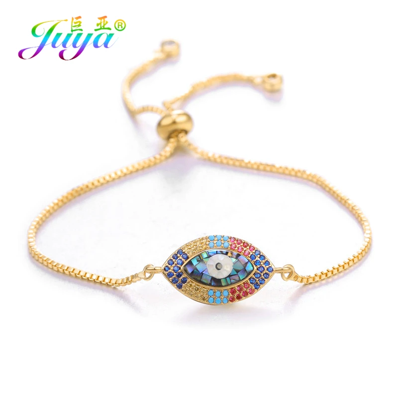 Gold Juya модные золотые/серебряные/розовое золото регулируемые цепочки Шарм ракушка Evil Eye браслеты для женщин греческий глаз хамса, амулет Фатимы браслеты поставки - Окраска металла: Gold