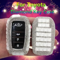 luxury diamond bling car key case cover key shell holder for toyota land prada corolla rav4 crown reiz highlander accessories